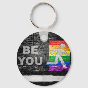 SlipperyJoe's artistic Be You gay pride gifts LGBT Key Ring