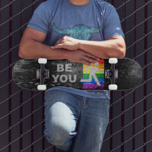 SlipperyJoe's artistic Be You gay pride gifts LGBT Skateboard