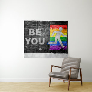 SlipperyJoe's artistic Be You gay pride gifts LGBT Tapestry