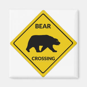 SlipperyJoe's artistic bear crossing sign gay prid Magnet