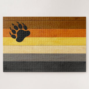 SlipperyJoe's artistic Bear Pride Wood gay gifts B Jigsaw Puzzle