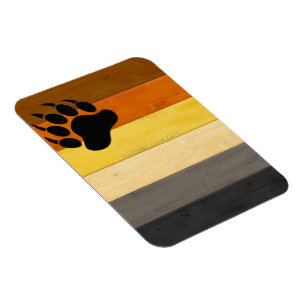 SlipperyJoe's artistic Bear Pride Wood gay gifts B Magnet