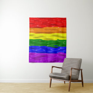 SlipperyJoe's Artistic Colorful Gay Pride gifts LG Tapestry