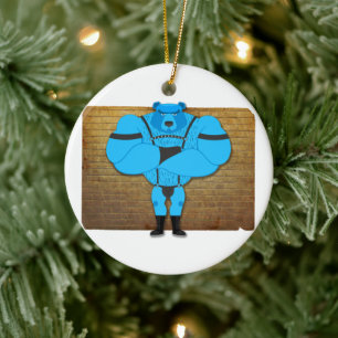 SlipperyJoe's artistic Gay muscle bear gay gifts L Ceramic Ornament