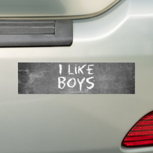 SlipperyJoe's artistic I Like Boys gay gifts LGBTQ Bumper Sticker