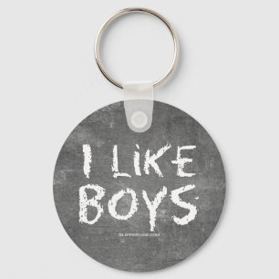SlipperyJoe's artistic I Like Boys gay gifts LGBTQ Key Ring