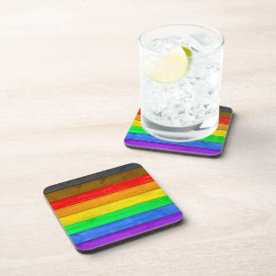 SlipperyJoe's artistic Inclusive gay pride flag wo Coaster