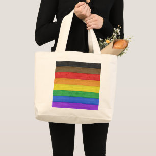 SlipperyJoe's artistic Inclusive gay pride flag wo Large Tote Bag