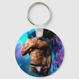 SlipperyJoe's artistic Man underwear bulge gay pri Key Ring