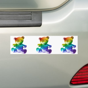SlipperyJoe's artistic metal teddy Bear gay pride Bumper Sticker