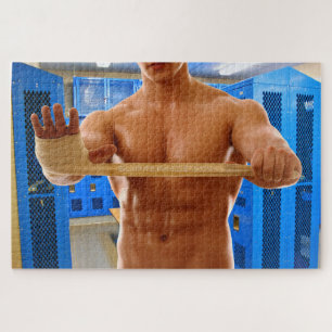 SlipperyJoe's artistic muscular man gay pride gift Jigsaw Puzzle
