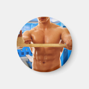 SlipperyJoe's artistic muscular man gay pride gift Magnet