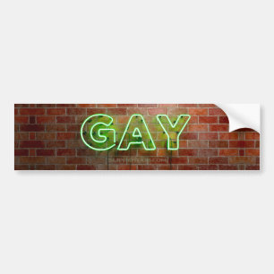 SlipperyJoe's artistic neon green Gay Sign gay gif Bumper Sticker