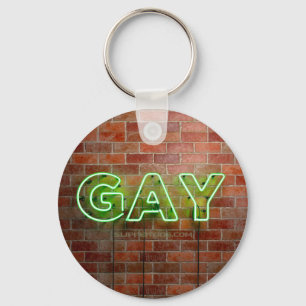 SlipperyJoe's artistic neon green Gay Sign gay gif Key Ring