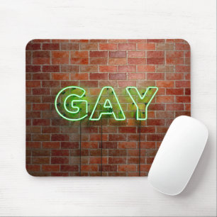 SlipperyJoe's artistic neon green Gay Sign gay gif Mouse Pad