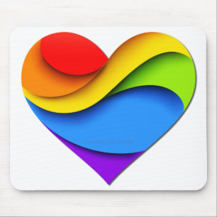 SlipperyJoe's artistic Pride Heart Curves gay gift Mouse Pad