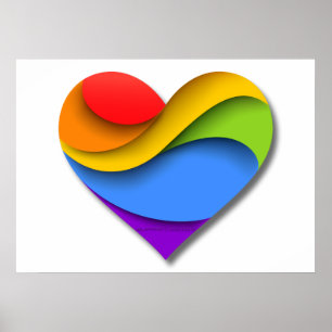 SlipperyJoe's artistic Pride Heart Curves gay gift Poster