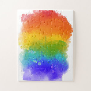 SlipperyJoe's artistic Pride Splatter gay pride gi Jigsaw Puzzle