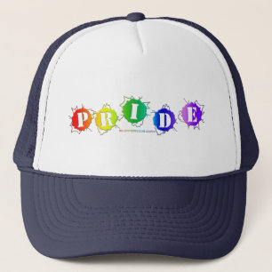 SlipperyJoe's artistic Pride Word gay pride flag c Trucker Hat