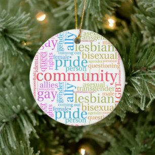 SlipperyJoe's artistic rainbow gay pride gifts LGB Ceramic Ornament
