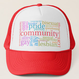 SlipperyJoe's artistic rainbow gay pride gifts LGB Trucker Hat