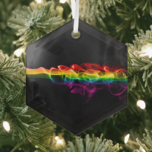 SlipperyJoe's artistic smoke gay pride gifts LGBTQ Glass Tree Decoration