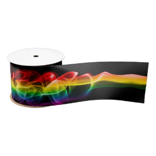 SlipperyJoe's artistic smoke gay pride gifts LGBTQ Satin Ribbon