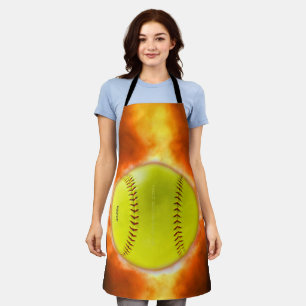 SlipperyJoe's artistic Softball on fire gay gifts Apron