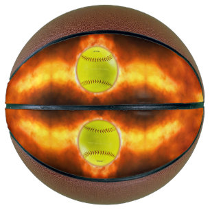 SlipperyJoe's artistic Softball on fire gay gifts  Basketball