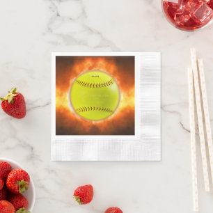 SlipperyJoe's artistic Softball on fire gay gifts  Napkin