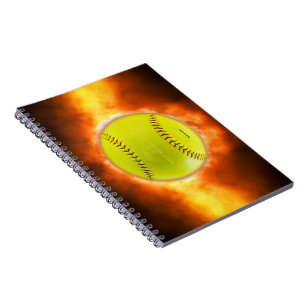SlipperyJoe's artistic Softball on fire gay gifts  Notebook