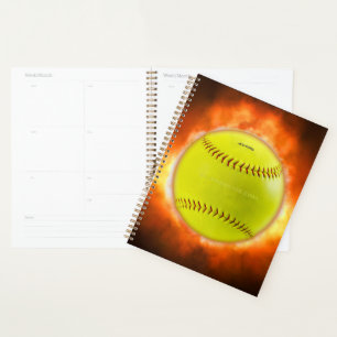 SlipperyJoe's artistic Softball on fire gay gifts  Planner