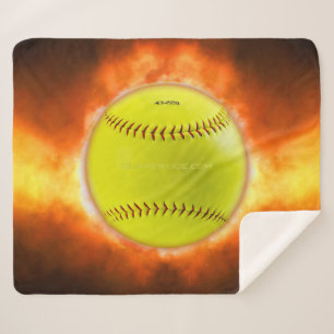 SlipperyJoe's artistic Softball on fire gay gifts Sherpa Blanket