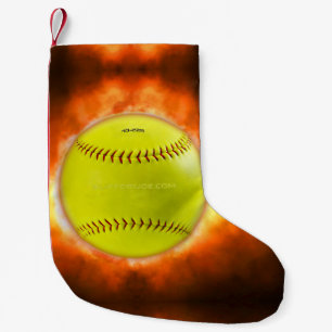 SlipperyJoe's artistic Softball on fire gay gifts  Small Christmas Stocking