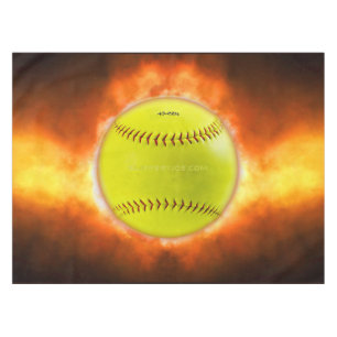 SlipperyJoe's artistic Softball on fire gay gifts Tablecloth