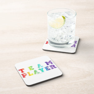 SlipperyJoe's artistic Team Player gay gifts LGBTQ Coaster