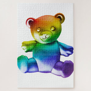 SlipperyJoe's artistic teddy Bear gay pride gifts  Jigsaw Puzzle