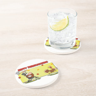 SlipperyJoe's artistic Thanksgiving funny gay prid Coaster