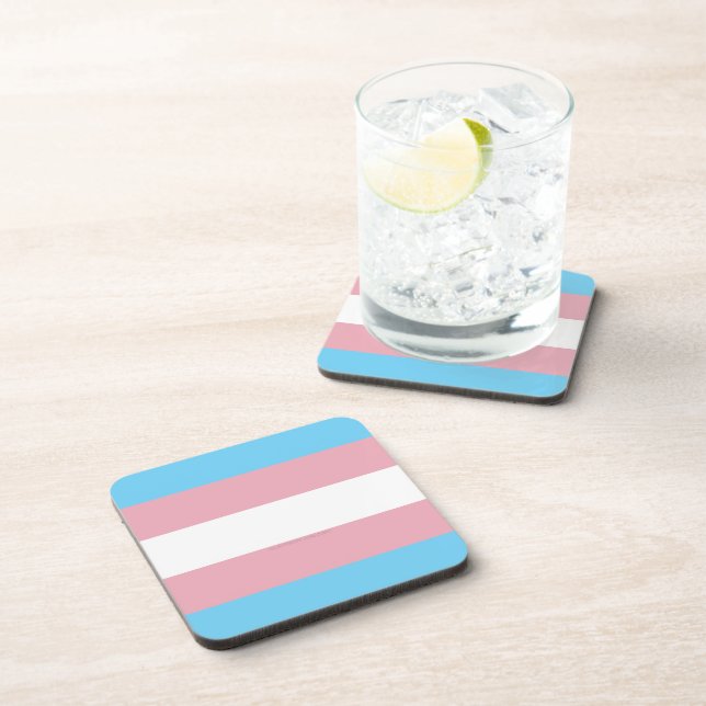 SlipperyJoe's artistic Transgender Pride flag gift Coaster (Right Side)