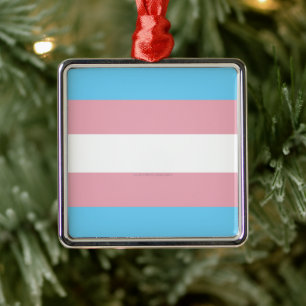 SlipperyJoe's artistic Transgender Pride flag gift Metal Ornament