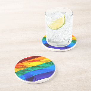 SlipperyJoe's artistic Wave Gay Pride Flag gifts L Coaster