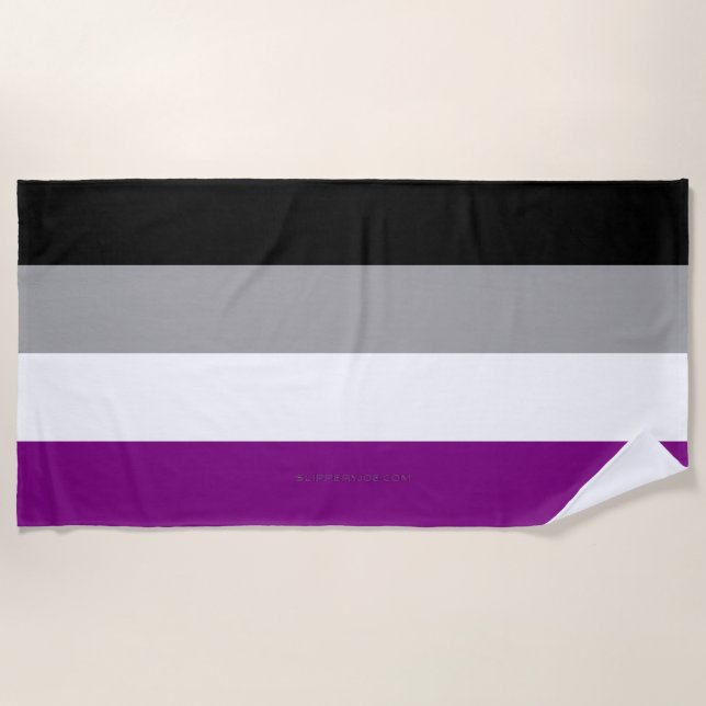 SlipperyJoe's asexual pride flag emphasizing inclu Beach Towel (Front)