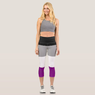 SlipperyJoe's asexual pride flag emphasizing inclu Capri Leggings