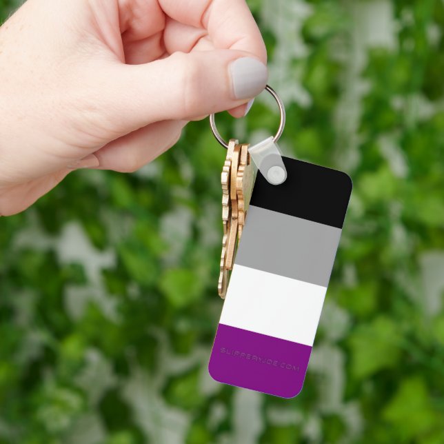 SlipperyJoe's asexual pride flag emphasizing inclu Key Ring (Hand)