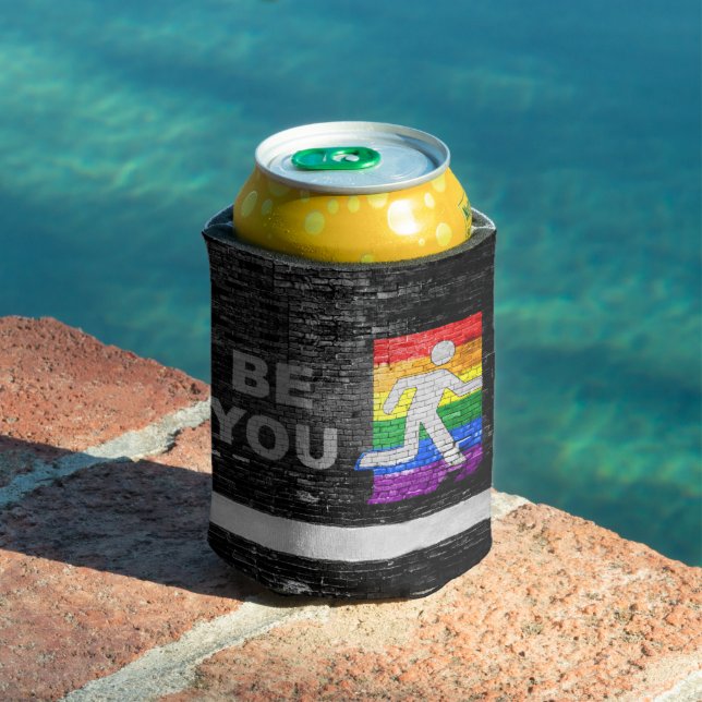 SlipperyJoe's Be You black brick wall walking figu Can Cooler (In Situ Pool)