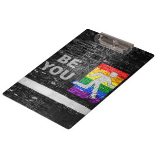 SlipperyJoe's Be You black brick wall walking figu Clipboard