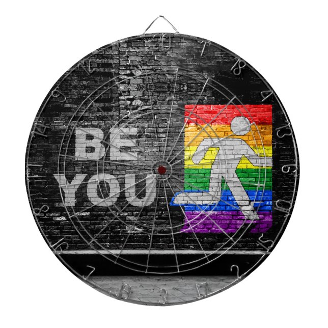 SlipperyJoe's Be You black brick wall walking figu Dartboard (Front)