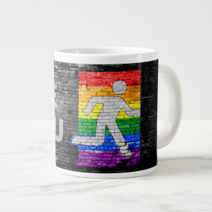 SlipperyJoe's Be You black brick wall walking figu Large Coffee Mug