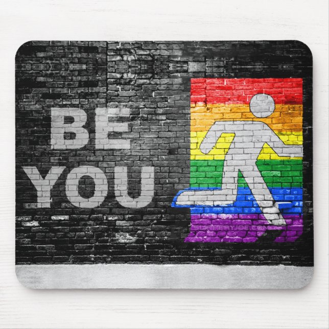 SlipperyJoe's Be You black brick wall walking figu Mouse Pad (Front)