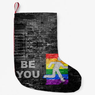 SlipperyJoe's Be You black brick wall walking figu Small Christmas Stocking
